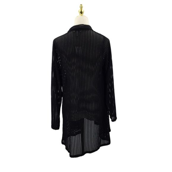 SUSAN GRAVER XS black open woven half length cardigan coverup top NWT B65 - Picture 2 of 6